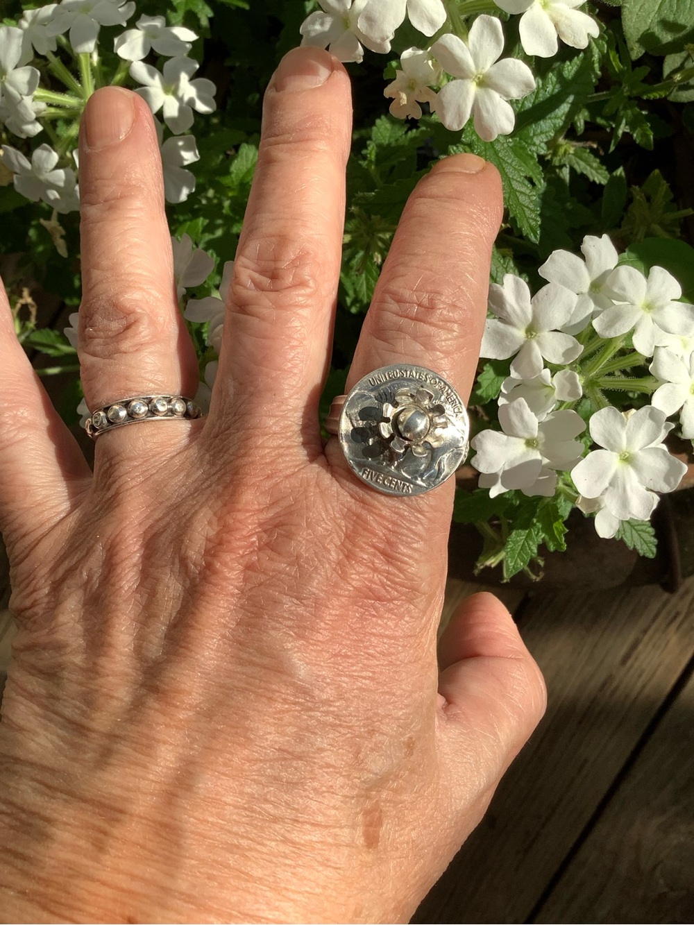 Buffalo nickel ring, size 9